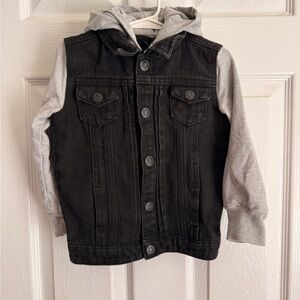 Little Bipsy Black Denim Jacket with Gray Sleeves